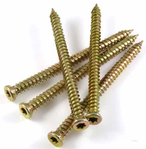 Flat Head Torx Drive T30/25 Concrete Screws Yellow Zinc